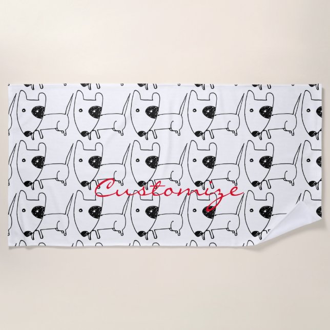 Niedlicher Minimalistischer Schwarzaugen-Hund Thun Strandtuch (Vorderseite)