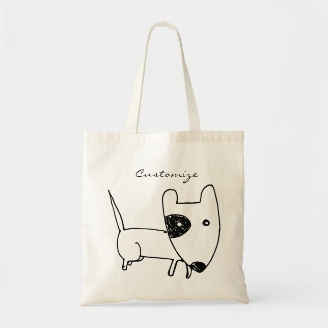 Niedlicher Minimalistischer Schwarzaugen-Hund Thun Tragetasche (Vorne)