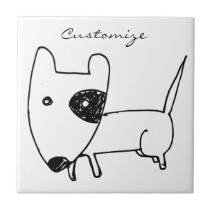 Niedlicher Minimalistischer Schwarzaugenhund Thund Fliese