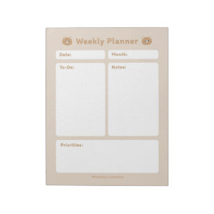 Niedlicher Minimalistischer Wochenplaner Notizblock