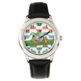 Niedlicher Mit Augen Baumfrosch mit farbenfroher G Armbanduhr