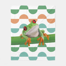 Niedlicher Mit Augen Baumfrosch mit farbenfroher G Fleecedecke