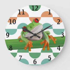 Niedlicher Mit Augen Baumfrosch mit farbenfroher G Große Wanduhr