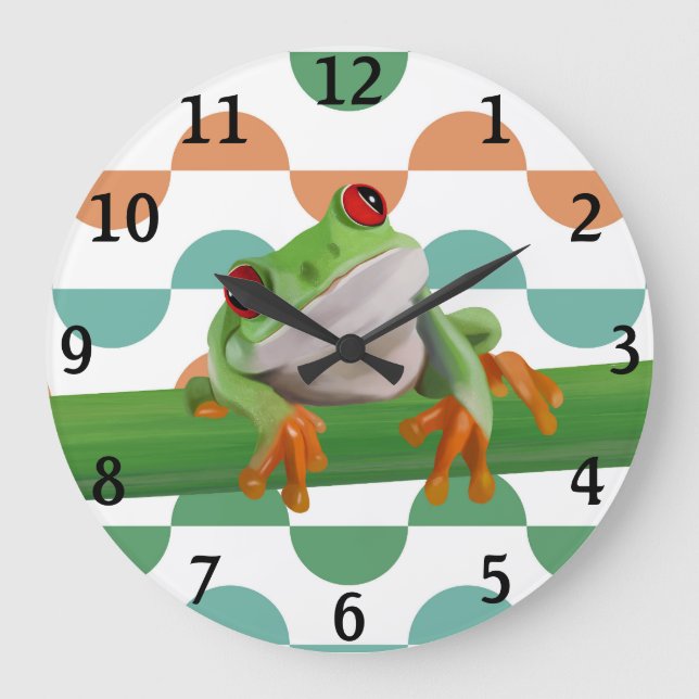 Niedlicher Mit Augen Baumfrosch mit farbenfroher G Große Wanduhr (Vorderseite)