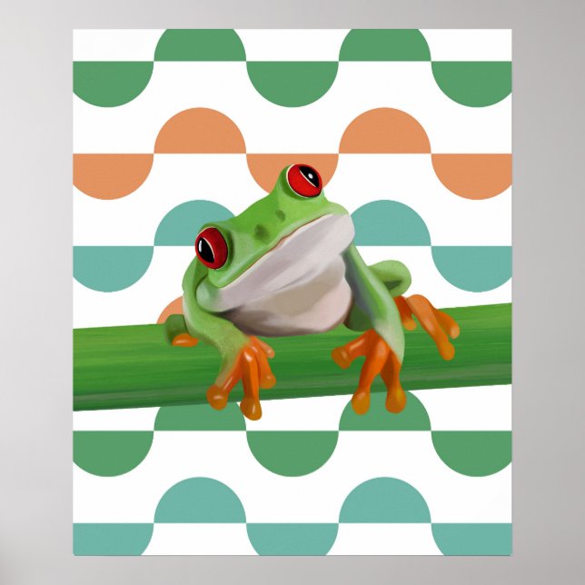 Niedlicher Mit Augen Baumfrosch mit farbenfroher G Poster (Vorne)