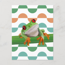 Niedlicher Mit Augen Baumfrosch mit farbenfroher G Postkarte