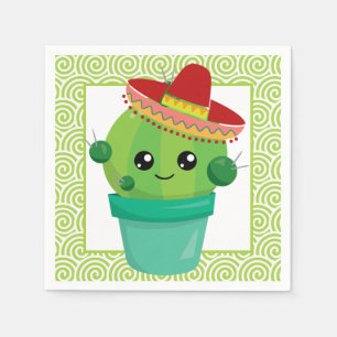 Niedlicher Mit Augen Kakteen in Red Sombrero Serviette