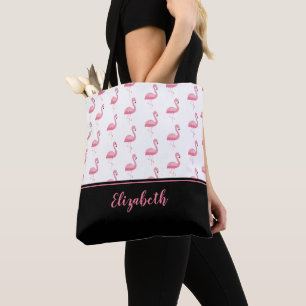 Niedlicher Mit Monogramm Name Pink Flamingo Stilli Tasche