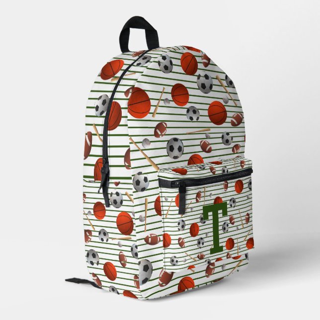Niedlicher Mit Monogramm Sport Bedruckter Rucksack (Rückseitige Ecke links)