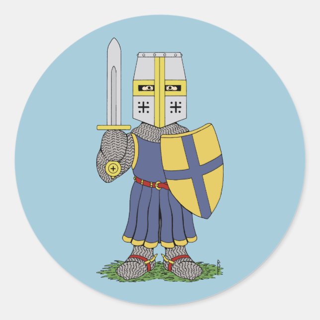 Niedlicher mittelalterlicher Ritter Runder Aufkleber (Vorderseite)