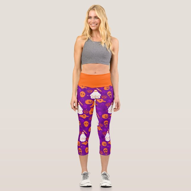 niedlicher Mittelorange Capri Leggings (Vorderseite)