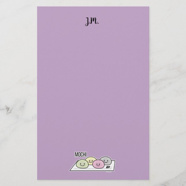 Niedlicher Mochi-Eis-Reis Kuchen Japanischer grüne Briefpapier (Vorderseite)