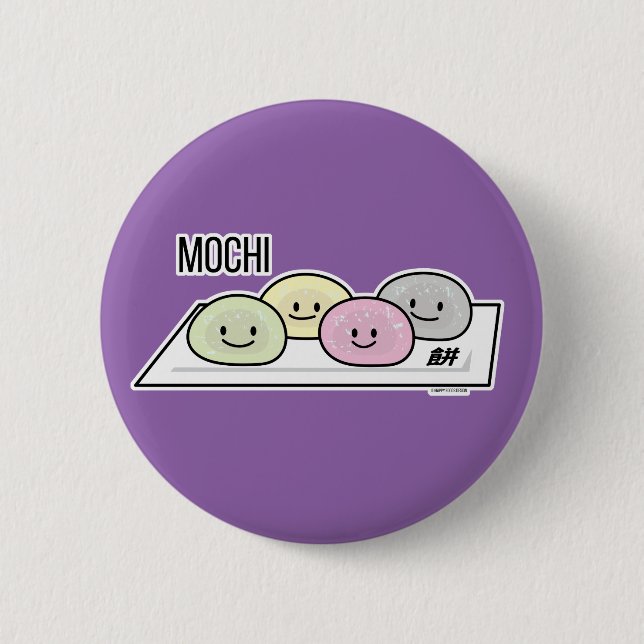 Niedlicher Mochi-Eiskremkuchen Japanischer grüner  Button (Vorderseite)
