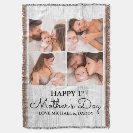 Niedlicher, moderner Fotocollage Happy First Mothe Decke