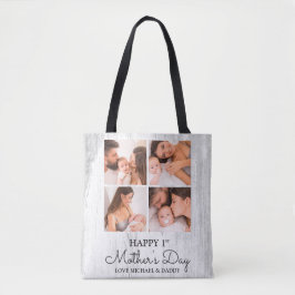 Niedlicher, moderner Fotocollage Happy First Mothe Tasche