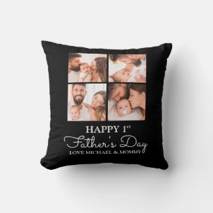 Niedlicher, moderner Fotocollage Happy First Vathe Kissen