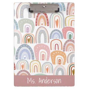 Niedlicher moderner Pastel-Rainbow-Lehrer Klemmbrett