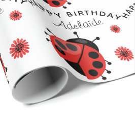 Niedlicher, moderner Red Ladybug Personalisiert Wr Geschenkpapier