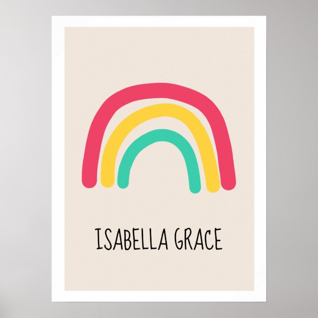 Niedlicher, moderner Regenbogenbaby-Name Poster (Vorne)