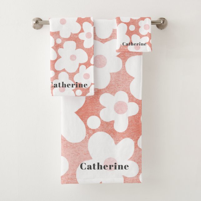 Niedlicher, moderner Retro-Daisy-Muster Badhandtuch Set (Insitu)
