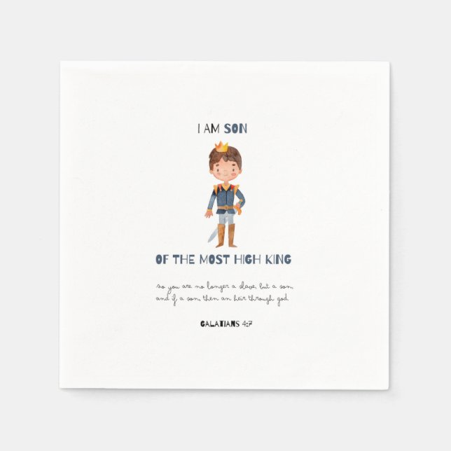 Niedlicher moderner Sohn der Königsparty Kinder Serviette (Vorderseite)