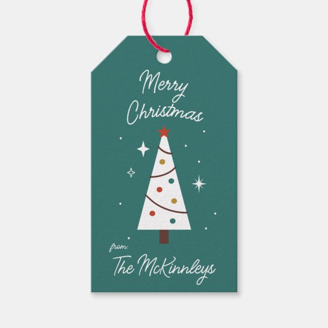 Niedlicher moderner Weihnachtsbaum individuell anp Geschenkanhänger (Vorderseite)