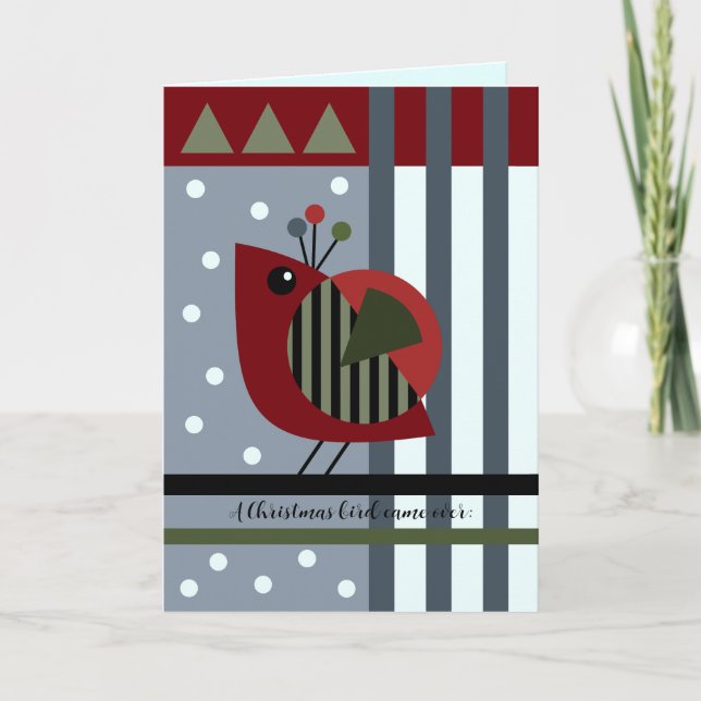 Niedlicher, moderner Weihnachtsvogel und Sondertex Feiertagskarte (Vorderseite)