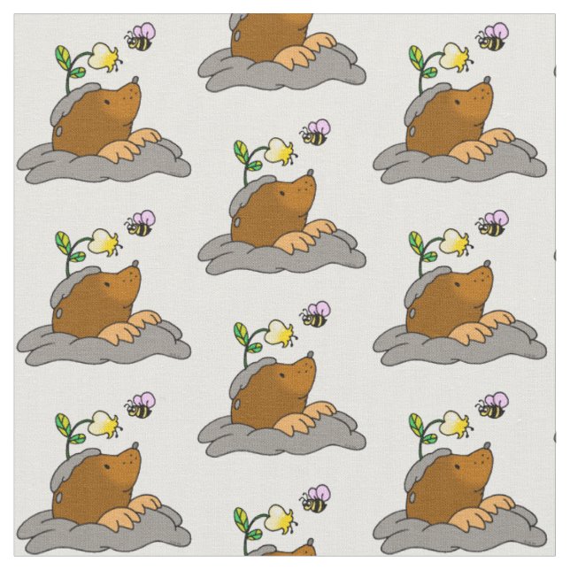 niedlicher Mole-Cartoon mit einem Stoff (Nahaufnahme)