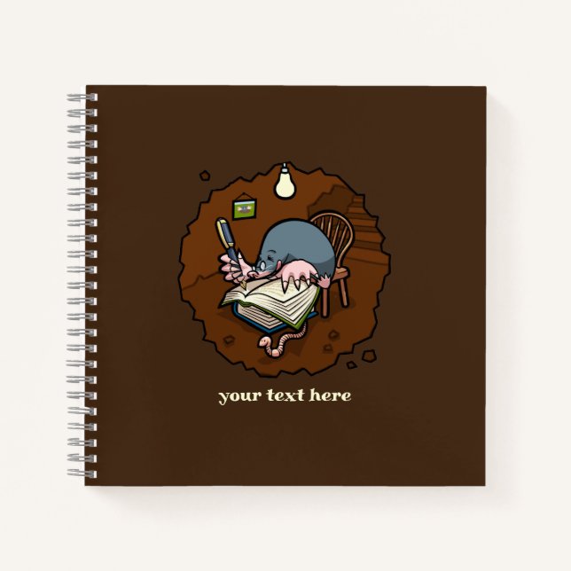 Niedlicher Mole Writer Hinzufügen des Cartoon für  Notizbuch (Vorderseite)