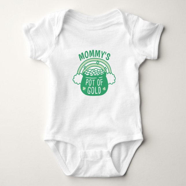 Niedlicher Mommy-Pot-of-Gold-Baby-Bodysuit Baby Strampler (Vorderseite)
