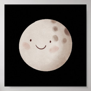 Niedlicher Mond mit Smile Sleep Kinderzimmer Poste Poster