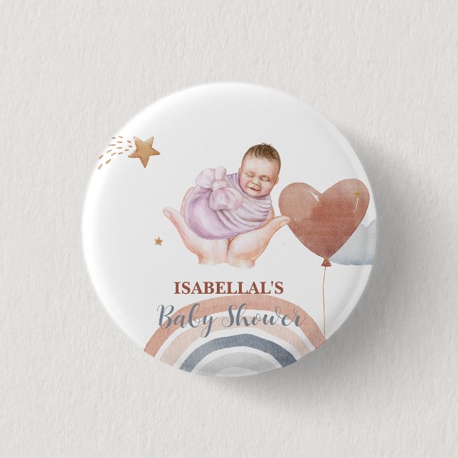 Niedlicher Mond Star Afrikanische Kinderdusche Button (Vorderseite)