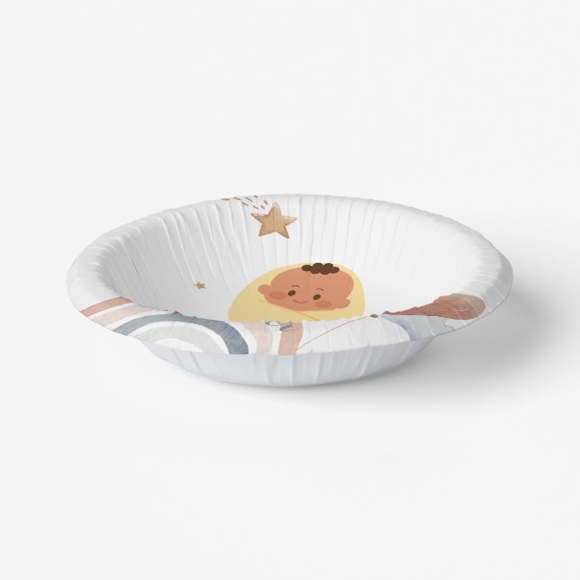 Niedlicher Mond Star Afrikanische Kinderdusche Pappteller (Gewinkelt)