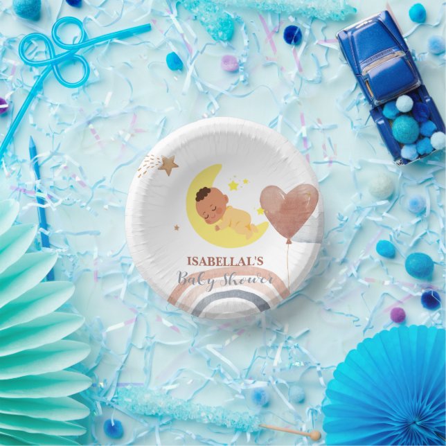 Niedlicher Mond Star Afrikanische Kinderdusche Pappteller (Party)