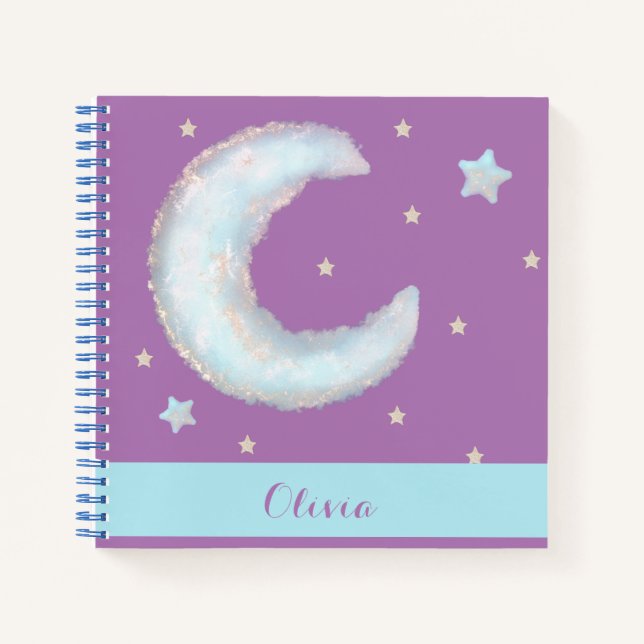 Niedlicher Mond und Sterne SpiralNotebook Notizbuch (Vorderseite)