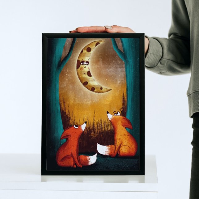 Niedlicher Mondnachtswald - Naturkids-Kinderzimmer Poster (Von Creator hochgeladen)
