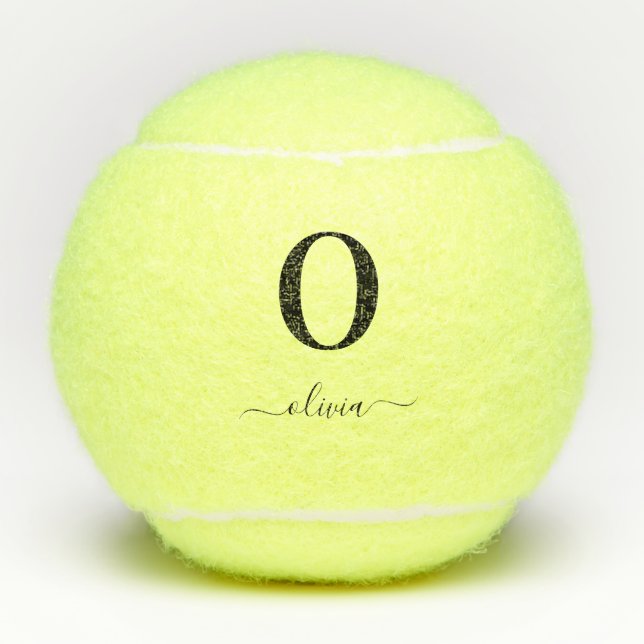 Niedlicher Monogramm-Script-Individuelle Name Pers Tennisbälle (Vorderseite)