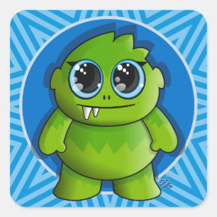 niedlicher Monster-Aufkleber, reich an Legarreta Quadratischer Aufkleber