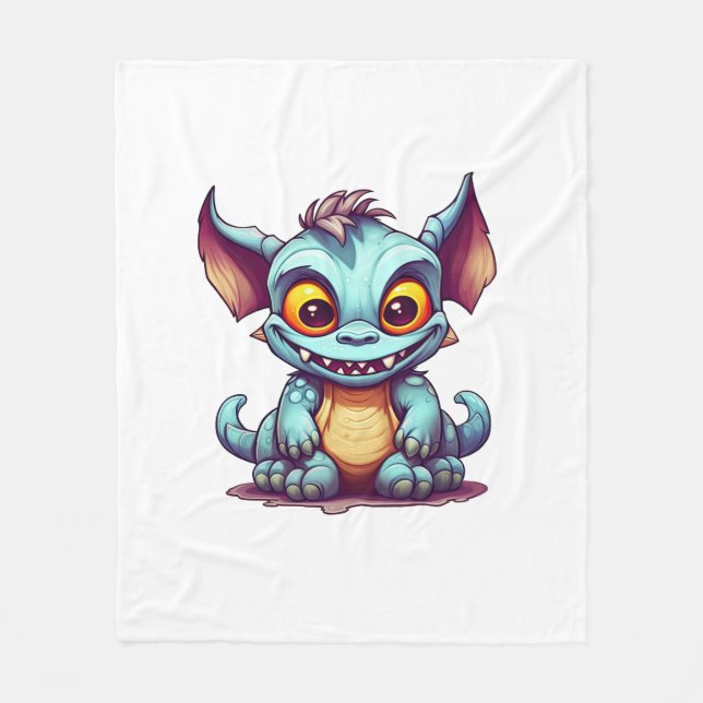 Niedlicher Monster Dragon Kleiner Tom Fleecedecke (Vorderseite)