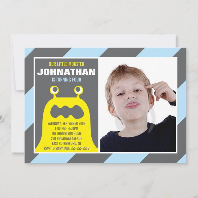 Niedlicher Monster-Einladungs-Junge Einladung (Vorderseite)