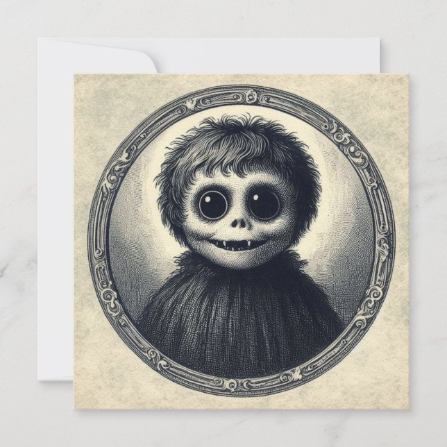 Niedlicher Monster Spooky Horror Antike Illustrati Karte (Vorderseite)