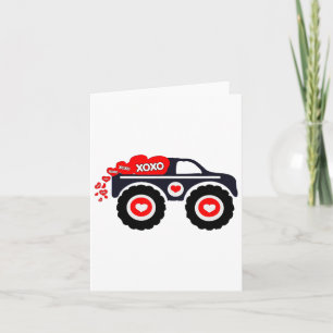 Niedlicher Monster Truck Valentine's Day Xoxo Herz Karte