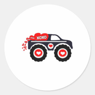 Niedlicher Monster Truck Valentine's Day Xoxo Herz Runder Aufkleber