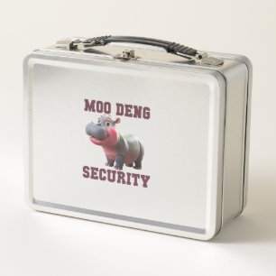 Niedlicher MOO DENG SECURITY Vater Baby Hippo Papa Metall Brotdose