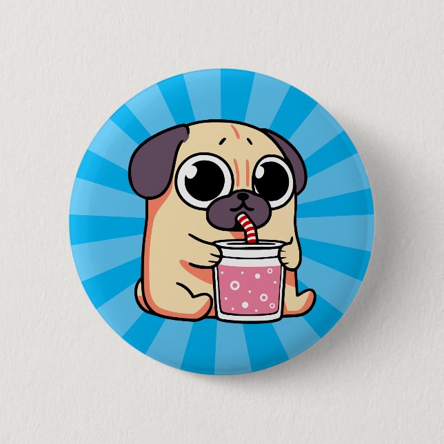 Niedlicher Mops Button (Vorderseite)