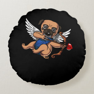 Niedlicher Mops Cupid Dog Rundes Kissen