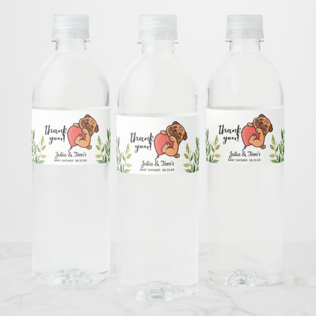 Niedlicher Mops Danke Baby Dusche Wasserflasche Et (Flaschen)