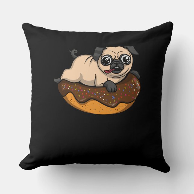 Niedlicher Mops Dog Donut Lover Pet Kissen (Vorderseite)