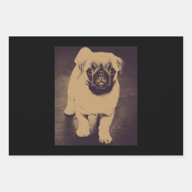 Niedlicher Mops Dog Portrait Geschenkpapier Set (Vorderseite)