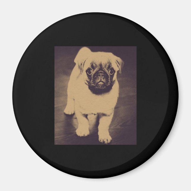 Niedlicher Mops Dog Portrait Magnet (Vorne)